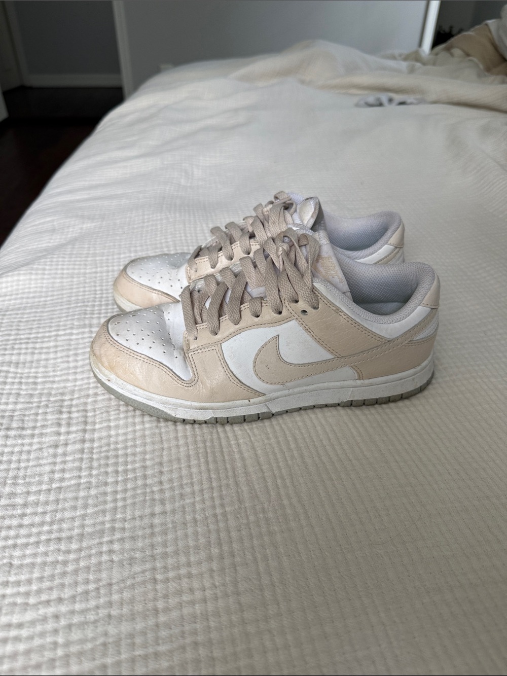 Nike Women’s Dunks in White and Beige/Cream